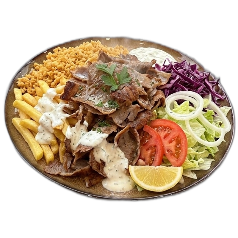 Bosphorus Grill – Dönerteller mit Pommes, Bulgur und Salat
